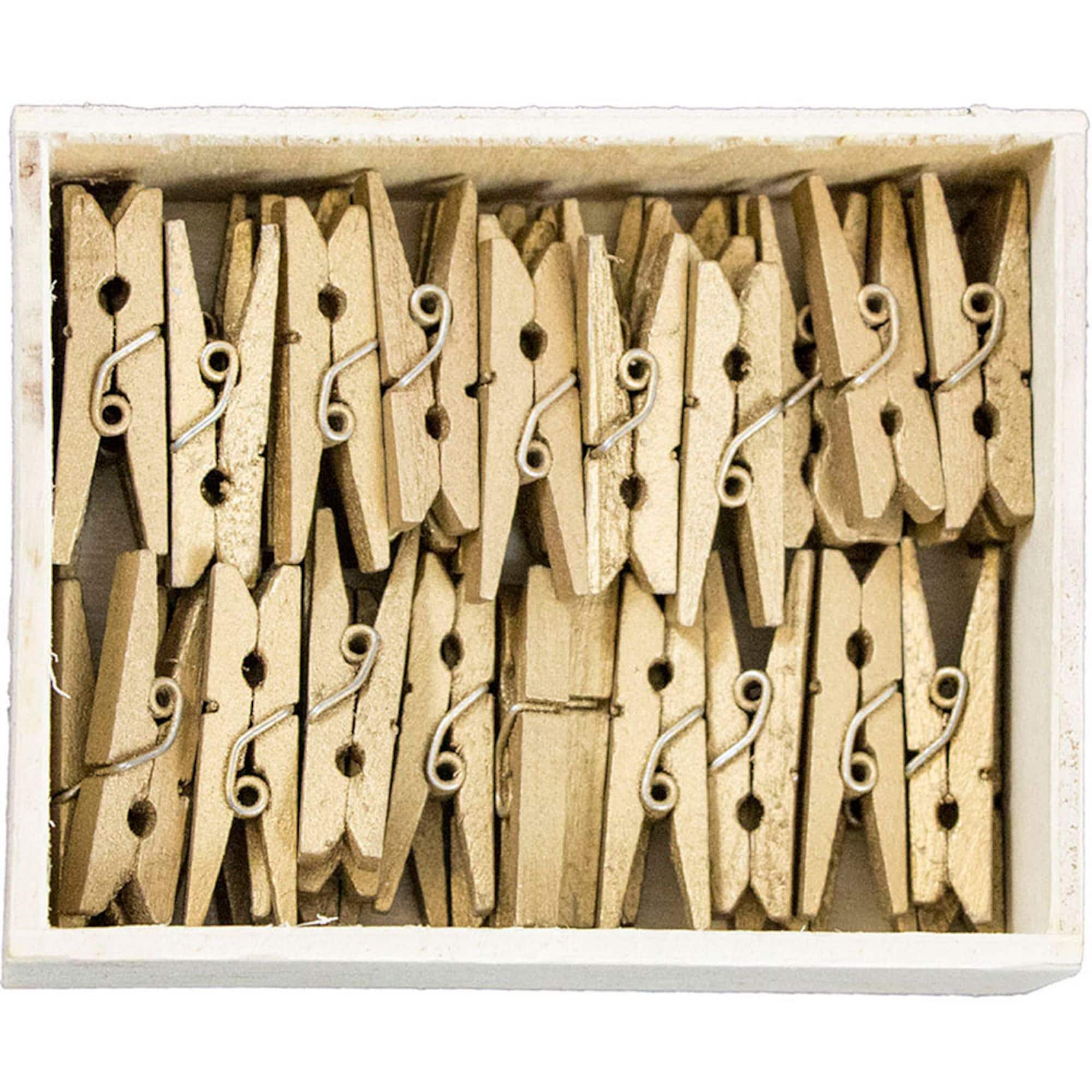 JAM Paper 1.125" Gold Wood Clip Clothespins, 50ct.